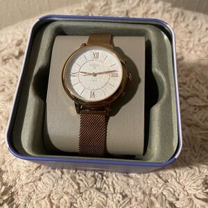 Fossil Q Jacqueline Hybrid Smartwatch Women's Watch Rose Gold Mesh Watch